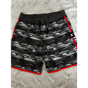 Hurley Phantom BoardShorts Neon Orange/Red Trim and Black/Grey Pattern Youth XL